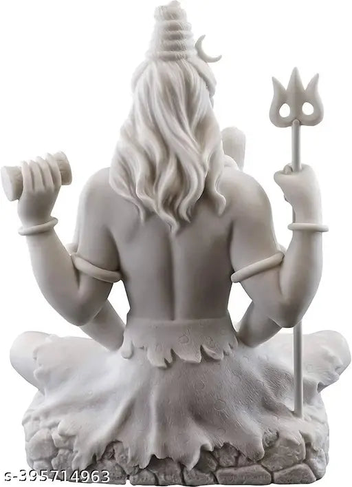 Shiva Statue in Padmasana Lotus Pose-Hindu God of Destroying Evil, Ignorance, and Death Sculpture - Collectible New Age Hinduism Figurine (White Marble) 8 INCH