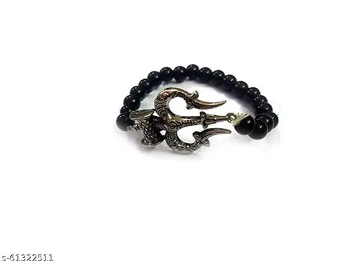 Trishul Damroo Lord Shiva Lucky Charm 8 Mm Stretch Bracelet For Men And Women