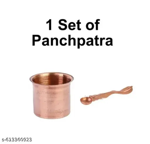Traditional Handcrafted Copper panchapatra panchpathiram panchapalli for Pooja/Worship -panchamrit (Small Size)