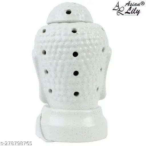 AL Asian Lily® Oil Burner, buddha Ceramic Electric Oil Diffuser Set Aroma Air Freshener with 2 Fragrance Oil 10ml Each for Living Room & Home Table Decor (4*3 Inch)