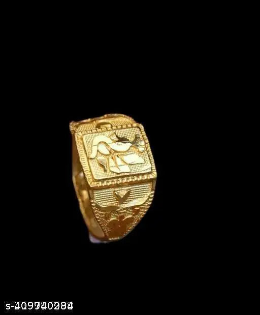 Rosra Golden Formal Watch For Men's Ring +Chain Freue (MOR RING+ CHAIN) For Boys