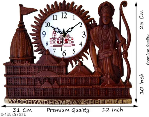This wall clock design,material and features are improve your wall and increase home décor.it is perfect for office and home use.this RAM MANDIR wall clock gives the touch of AYODHYA'S RAM MANDIR and increase wall beauty.
