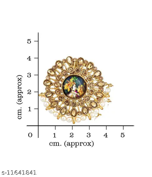 Allure Gold Plated Radha Krishna Bahubali Ear Chain Women's Earring