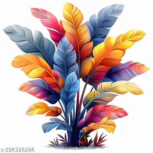 Tropical Colorful Leaf Wall Stickers - Vibrant 45x45 cm Wall Decal for Home Décor, Bedroom, Living Room, and Office - Modern Art Plant Design, Easy Peel and Stick Wallpaper Decoration