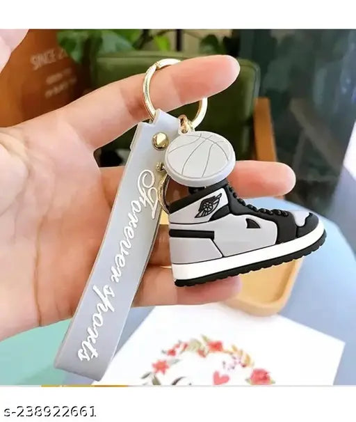 Cute Gray Rainbow Shoe with strap and hook keyring keychain
