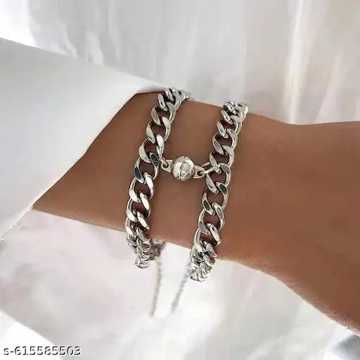 Zaphariq 2 Pcs Mutual Attraction Relationship Matching Ball Shape Magnet Bracelet For Men and Women
