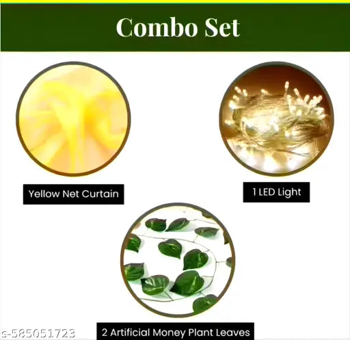 Yellow Backdrop for Decoration with Led Light, MoneyPlant Leaves, Haldi Decoration Items for Home, Backdrop for Pooja Decoration, Haldi Backdrop Decoration Set, Pongal, Sankranti, Lohri