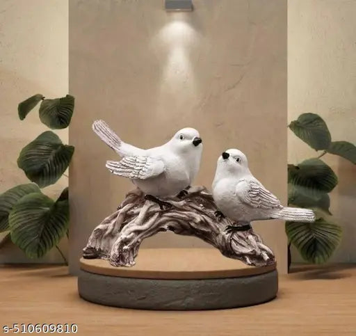 Beautiful home decor showpiece. Love birds pair. Decorative gift item Birds Sitting On Tree Branch Figurine Home Decoration Showpiece Chidiya Statue for Home Decor Item Sparrow Pair Showpiece (White)