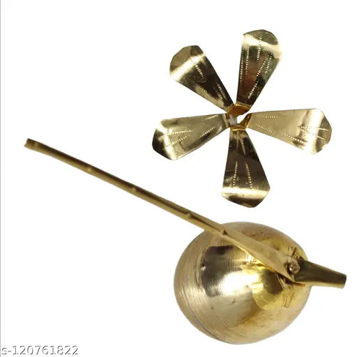 Glossy Mangal Kalash with Brass Nariyal and Mango Leafs,Brass mangal kalash for vastu, vastu brass kalash, kalasha for new house pooja, Mangal Kalash for Pooja Ghar,Home Decor,Diwali Pooja, Wedding Cerimony Brass Kalash (pack of 1) (Gold)