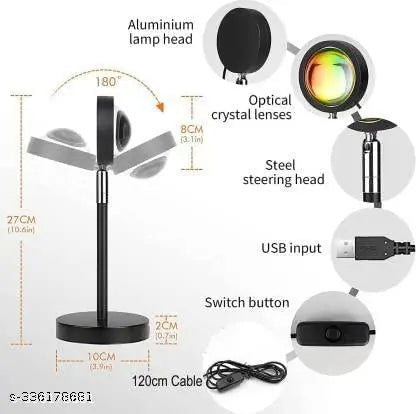 Plastic Lamp Projection Led Lights With Remote, 16 Colors Night Light 360° Color Changing Sunset  / Sun Light / Sunset Red / Rainbow , Night Light For Photography / Room / Bedroom / Car / Pictures