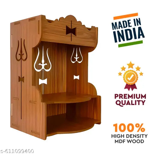 Divinity Decor Wooden Mandir | Laminated MDF Temple for Home Pooja 16x9x11 Inch | Assembly Required | Puja Stand Shop Office | Big Temple - Mandir - 29