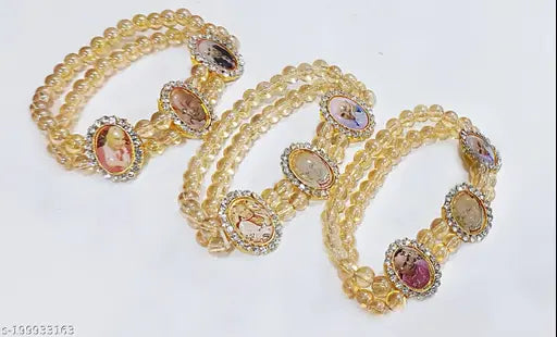 Jai Guruji Swaroop bracelet (Pack of 3) Guruji Maharaj 3 photos bracelet double line for both Men and Women (photos may vary)