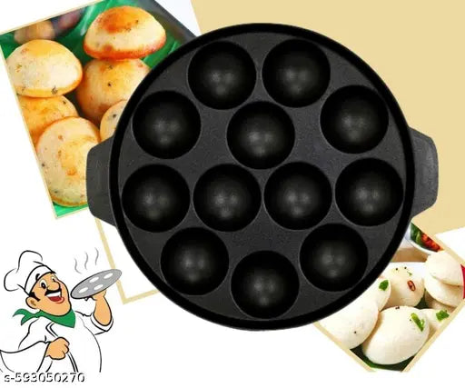 Non Stick 12 Cavity Appam Patra | Paniyaram Maker | Appe Pan | Kuzhi Paniyaram Pan | Appa Patra with Handle & Lid for Gas Stoveappam patra, non stick appam maker, paniyaram pan, appe patra, appa patra, paddu maker, gunta ponganalu pan, south indian cookwa