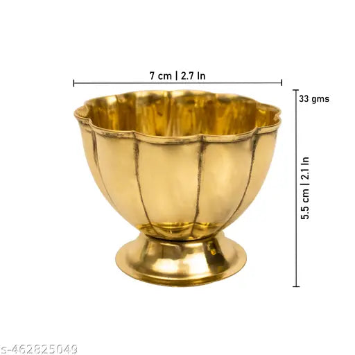 Putrika  Brass Chandhan | Kumkum | Turmeric | Sandal | Haldi | Bowl | Pooja | Puja | Holder | Roli | Stand | Multipurpose for Temple Home - Lotus Chandhan Bowl (4)