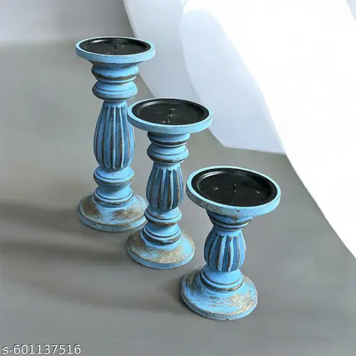 A Piece Of Wood Handmade Wooden Candle Holder Stand for Home Décor Decorative Tealight Gifts Item, Set of 3