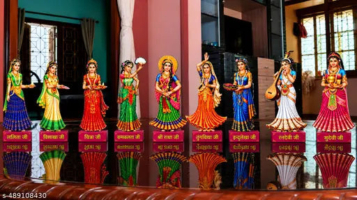 Asht Sakhi Radha Rani Wooden Set – 9 Pieces
