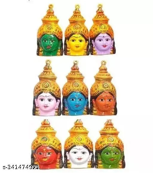 Shivoo Fashion  Nava Durga Faces (7 inches)- Nava Durga Devi Faces - Ashtalakshmi Faces- Ammavari Faces