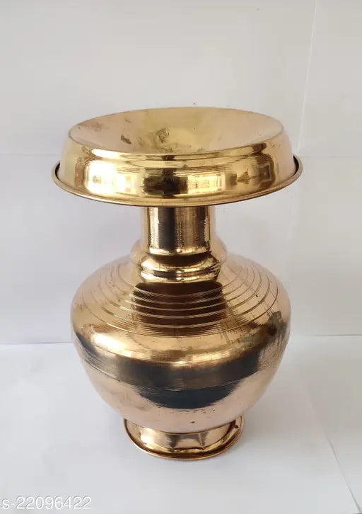 Brass Kalash for Pooja – Heavy Weight Mangal Ghat (23 cm) | Traditional Temple Kalash