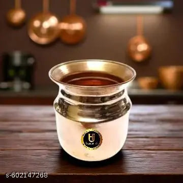 HUZUR JI Handmade Pure Copper Kalash/Lota with Line Design for Diwali, Pooja, Festival-Home Kumkuma Pack 1