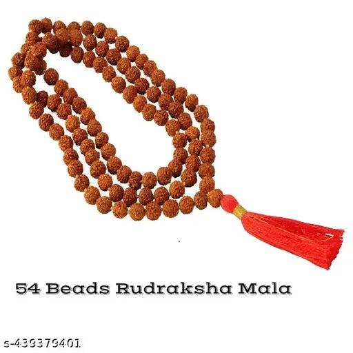 108 Beads Rudraksha Mala, 54 Beads Rudraksha Mala, 108 Beads Tulsi Mala (Free) (Pack of 1 pcs)
