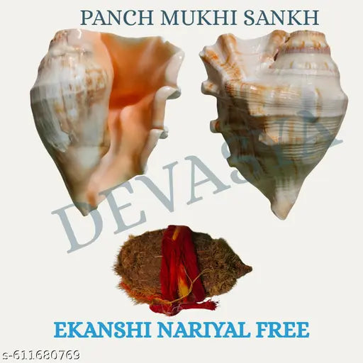 Panch Mukhi Shankh for Puja with Akanshi Nariyal (1 Pc Free)