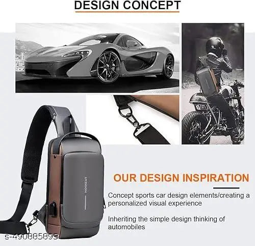 Waterproof Polyester Slim Unisex Crossbody Sling Bag Chest Backpack Men's Shoulder Bag, Leisure Travel Handbag, Hard Shell Anti-Theft Chest Bag(1pc).