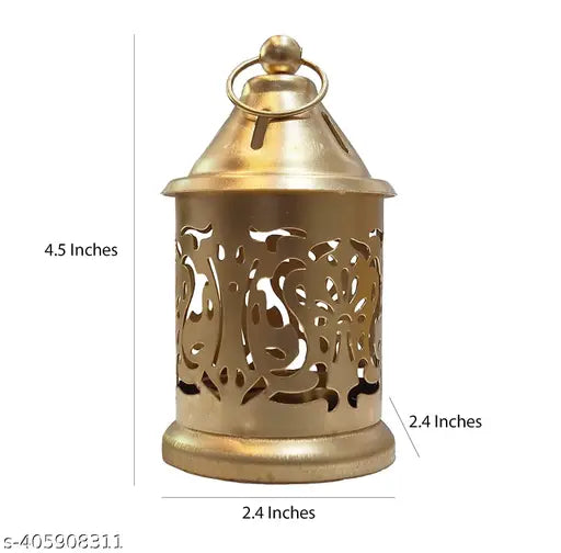 GOLD TEALIGHT HOLDER FOR HOME OR FESTIVAL DECORATION ! HOME / SMALL LANTERNS FOR TABLE DECORATION  ( PACK OF 2PC )