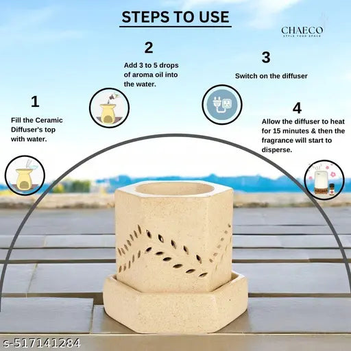Ceramic Aroma Diffuser Lamp for Home Decor | Aesthetic Modern Looking, Color- Brown Diffuser
