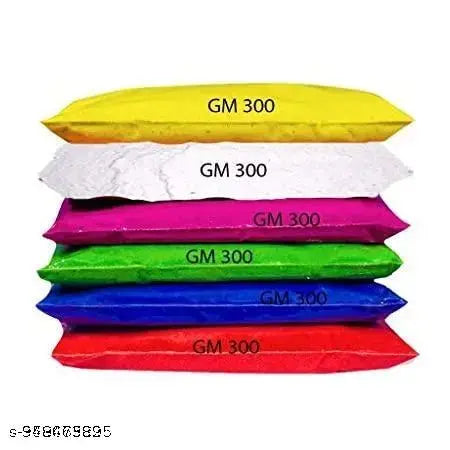 Rangoli colors Yellow, White, Pink, LightGreen, Darkblue, Red 300 Grams in Each Packets Total 1800 Gram