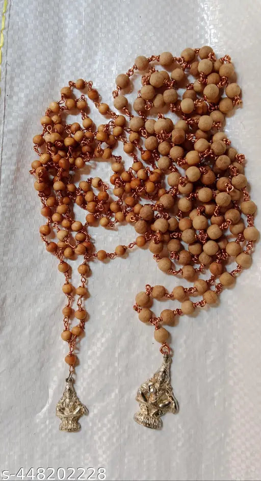 DD Pure Chandana Maalai (sandalwood) for Ayyappan/Murugan Devotees | Santhana Mala with Copper Chain_ 6mm .( 108 beads)