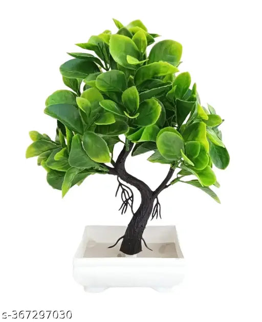 NN Globe Artificial Bonsai Plant/ Tree with White Pot for Center Table Office Home Decor Indoor Living Room