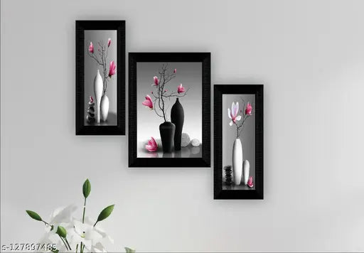 SAF set of 3 Flower pot modern art wall painting for home decoration 13.5 x 22.5 inch