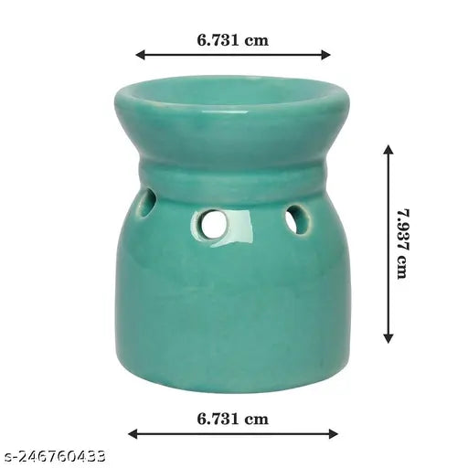 Candle Diffuser for Home Fragrance, Aroma Oil Burner with 1 T-Light & 1-10 ml Aroma Oil -Fragrance Fresh Lime (Green Diffuser Pot)