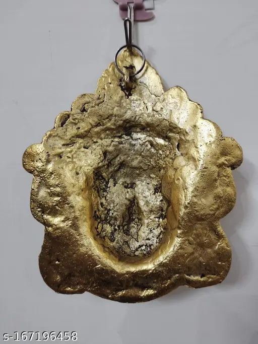 SKSM Metal Goddess Durga Face Wall Hanging | Maa Kali Mask Idol Statue for Office Home Decor | Evil Eye Protection | Puja Antique Gold Color  | Wall Mount Maa Durga | Durga face for home Decor