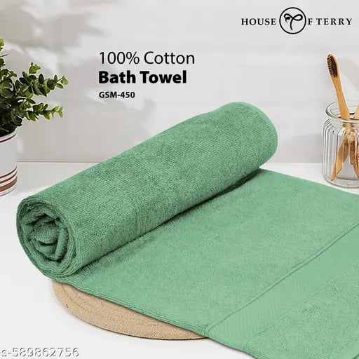 House of Terry 100% Cotton Bath Towel Combo for Men & Women – 450 GSM Large Size 70×140 cm, Quick Dry, Soft, Absorbent, Fade Resistant, Gym, Spa & Travel Towel, (Turquoise & Green)