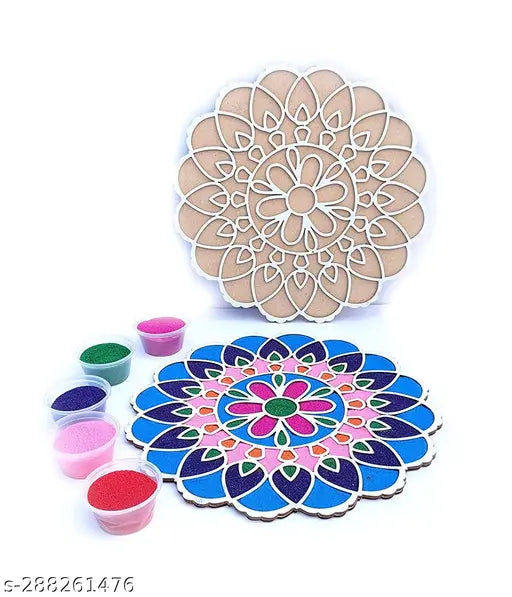 StepsToDo Reusable Rangoli Template Mat. Readymade Rangoli Stencil. Just Fill with Rangoli or Petals. Traditional Design. Modern Day Ease of Use. Washable. Float on Water.  (Design P)