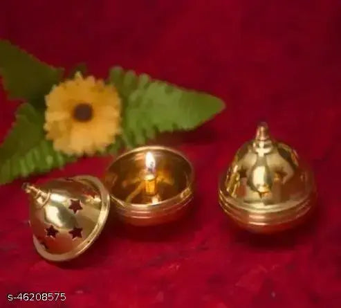 Fashion Bizz Attractive Set of 2 Pcs Apple Shape Diya Set 2.5 Inch Each