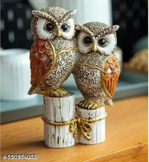 Set Of 2 Cute Resin Joint Owl Sculpture, Vintage Sculpture Tabletop Crafts Figurines Collectible Prop Owl Figurines Decor Sets, Table Desk Ornament, Owl Family Sculpture Owls Statue Gifts House, Tabletop Shelf Decor, Outdoor Garden Yard Statue Decoration