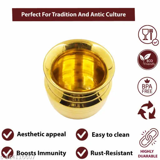 Putrika Traditional Hancrafted Brass Lota | Kalash| Sombu | Theertha Sembu |Karwachauth |Mandir | Temple|Marriage Kamandal | Gangajal - Lota (Large)