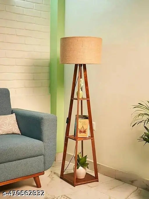 Floor Lamp with Shelf - Perfect Incandescent Lighting for Living Rooms, Bedrooms, and Offices in Classic Brown Finish Pack of 1