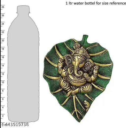 Vastu Fengshui Wall Hanging Green Metal Patta Ganesh for Prosperity Decorative Showpiece - 18 cm  (Metal, Green)