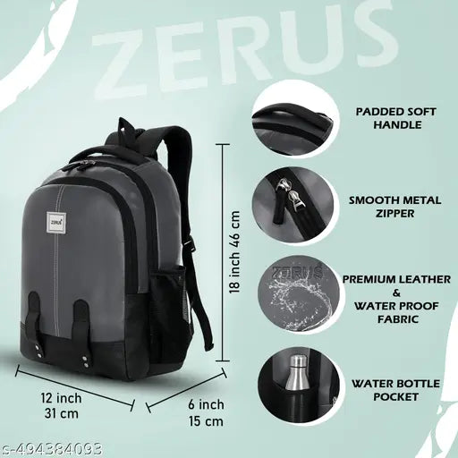 ZERUS Stylish Faux Leather Backpack for Men and Women Trendy Office School College and Travel Bag for Teens & Students