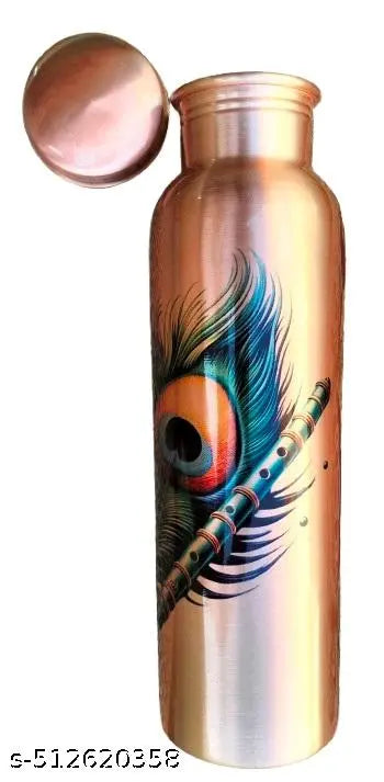 Copper + Morpankh Printed Copper Water Bottle,  Printed bottle, Copper bottle, 900 ml Bottle