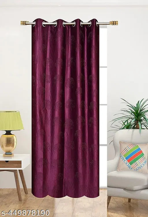 Polyester Floral Leaves Punching Curtain Pack of 1 Door Curtain