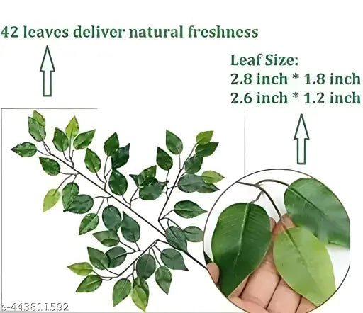 AKP Pack Of 6 Artificial Ficus Plants & 42 Leaves for Indoor Outdoor Install & Washable Perfect Product for Your Home Decor (GREEN)