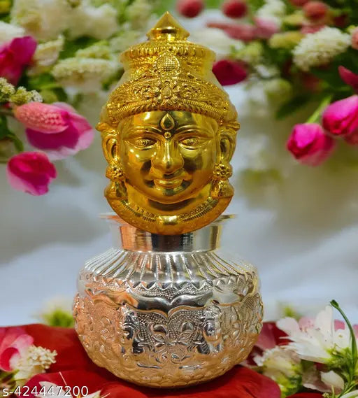 Sigaram German Silver Kalash and Lakshmi Face Mukoot For Vara Mahalakshmi Festival K4422