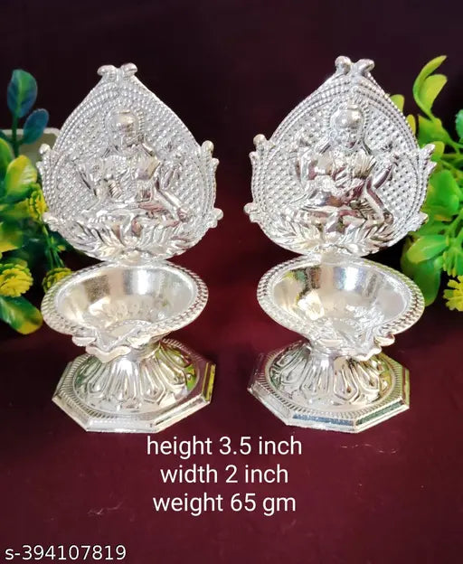 Silver Plated Lakshmi Diya Combo