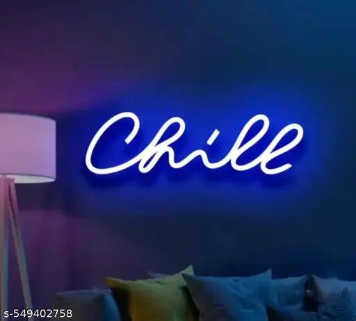 PFH Home Wall Decor Chill Name Plate Neon Light Name Plate Wall Decoration Use For Home Temple Office Shop Restaurant Cafe Club Baar Spa Cill Name Plate Wall Night Light Decorative Light