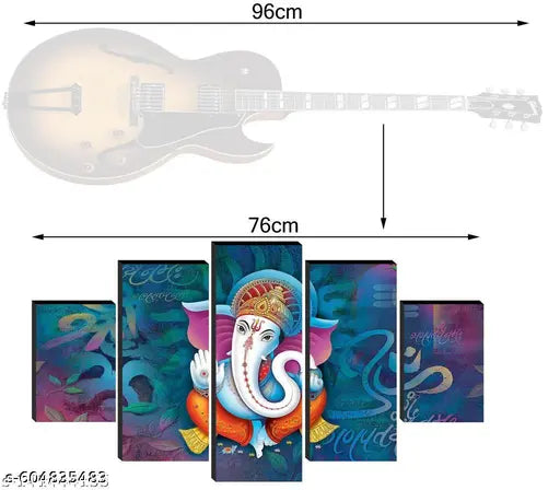 Karnil Set of 5 Modern Art Wooden High Quality Wall Painting, Wall Photo Frame for Home Decor Gift Items - 18' x 30' In (Multicolor)