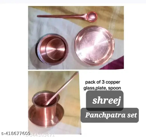 Panch patra set made up of pure copper size 1no.for use every puja